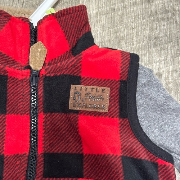 Carters 3 Mo Months 3 Piece Baby Long Sleeve Onesie Bodysuit Buffalo Plaid NWT - Picture 6 of 8